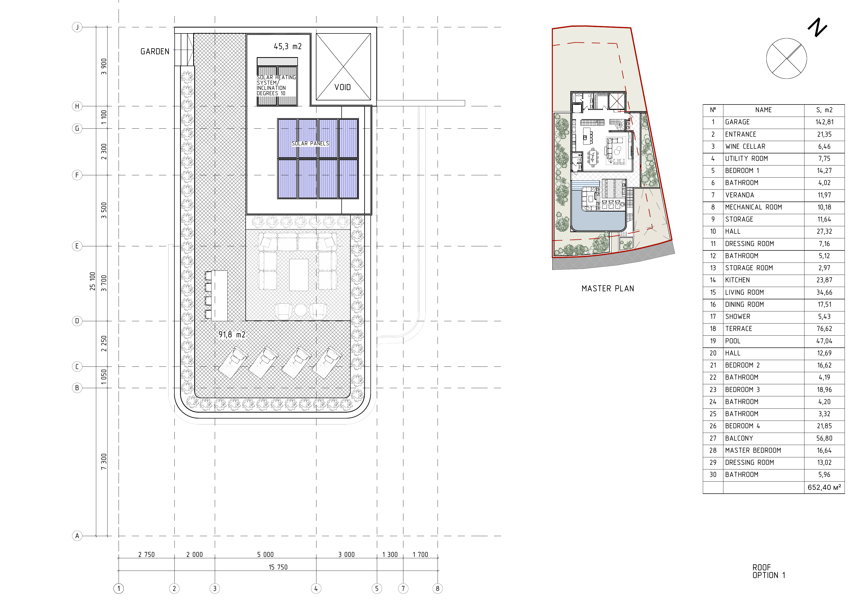 Villa Marea — roof level architectural plan